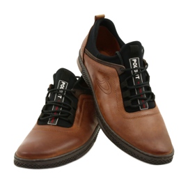 Polbut Sapatos casuais de couro masculino K24 1337 castanho 4