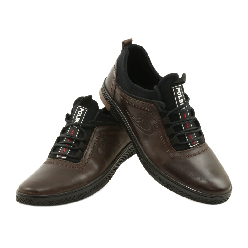 Polbut Sapatos masculinos de couro casual K24 marrom 1