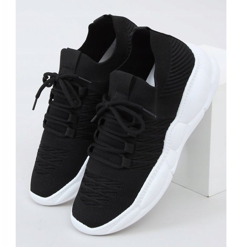 Preto LA40 Meias pretas calçados esportivos 1