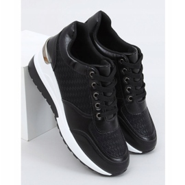 Preto MY-2717 Sapatos esportivos pretos com salto oculto 1