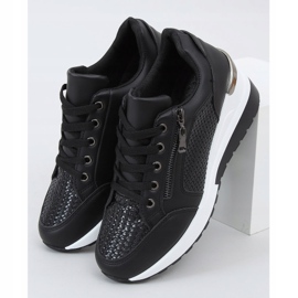 Preto MY-2716 Sapatos esportivos pretos com salto oculto 1