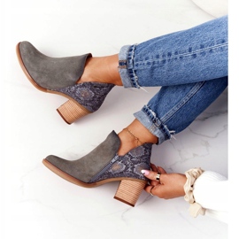 Botas de couro feminino de salto Maciejka cinza GAD 04492 prata 1