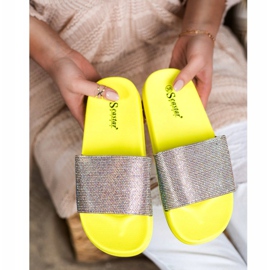 Seastar Chinelos com cristais dourado amarelo 2