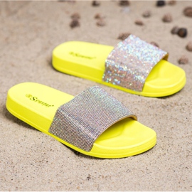 Seastar Chinelos com cristais dourado amarelo 1