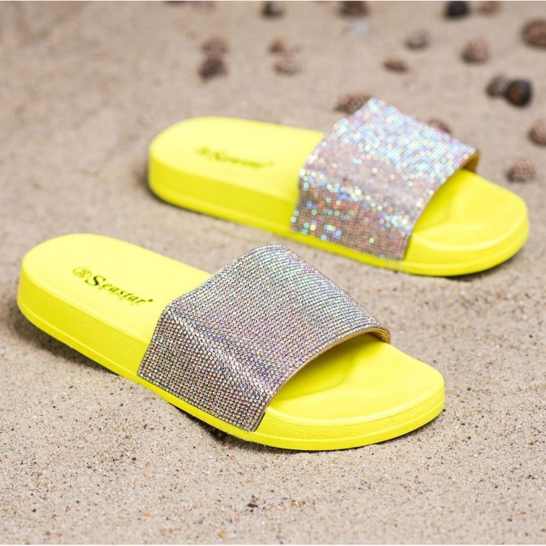 Seastar Chinelos com cristais dourado amarelo 1 Seastar Chinelos com cristais dourado amarelo 1