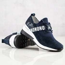 Filippo Tênis de couro cunha azul marinho 1