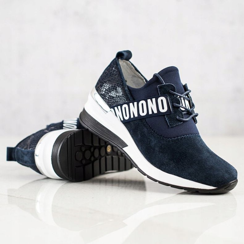 Filippo Tênis de couro cunha azul marinho 1