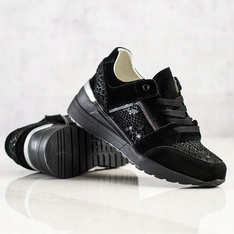 Evento Tênis de couro com estampa de cobra preto 1