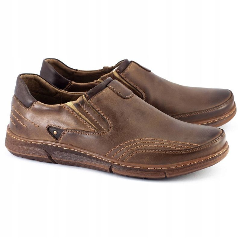 Polbut Sapatos masculinos deslizantes J51 marrons marrom 1