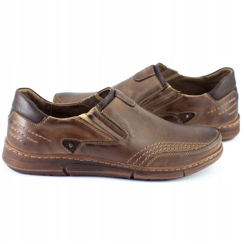 Polbut Sapatos masculinos deslizantes J51 marrons castanho 4
