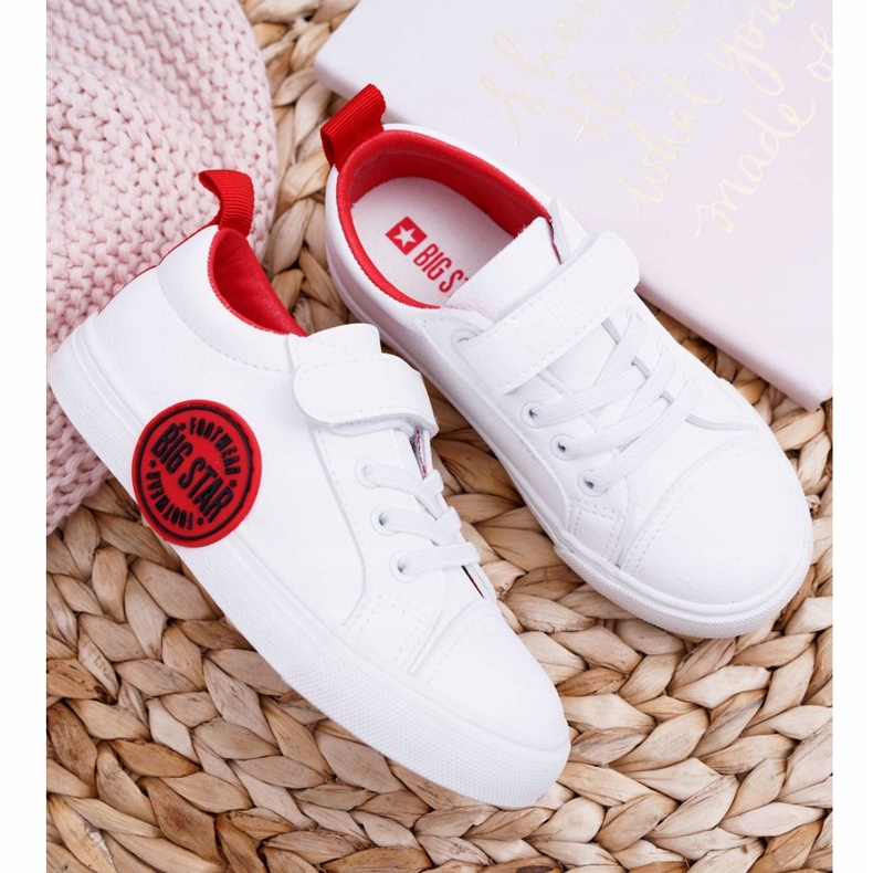 Big Star Tênis infantil estrela grande infantil com velcro branco FF374088 vermelho 2