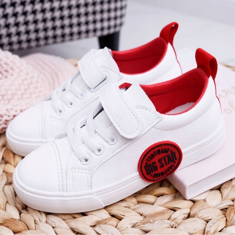 Big Star Tênis infantil estrela grande infantil com velcro branco FF374088 vermelho 1