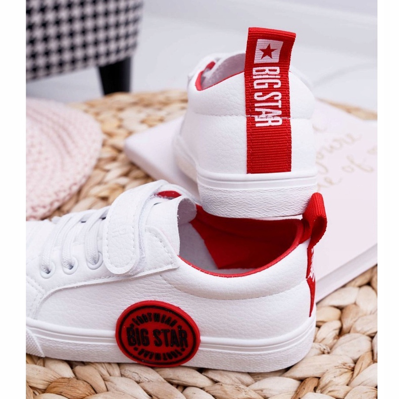 Big Star Tênis infantil estrela grande infantil com velcro branco FF374088 vermelho 3