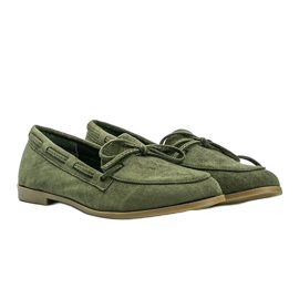 Mocassins verdes feitos de camurça ecológica Kierra 1