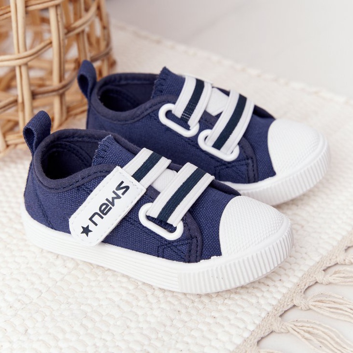 EVE Tênis infantil com velcro Navy Blue News azul marinho 2