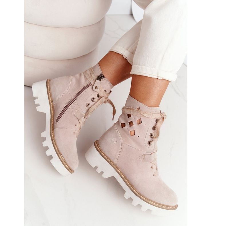 Botas de camurça a céu aberto Maciejka Beige 05033-04 castanho 2