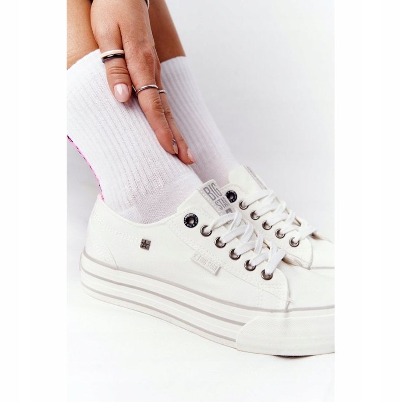 Tênis feminino na plataforma branca Big Star HH274052 branco 1