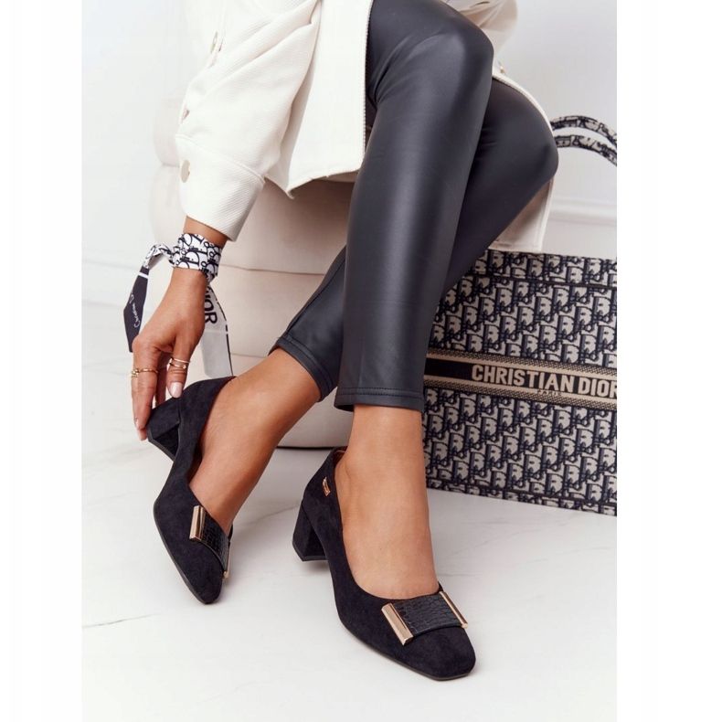 Bombas de Camurça no Salto Sergio Leone PB142 Preto 2