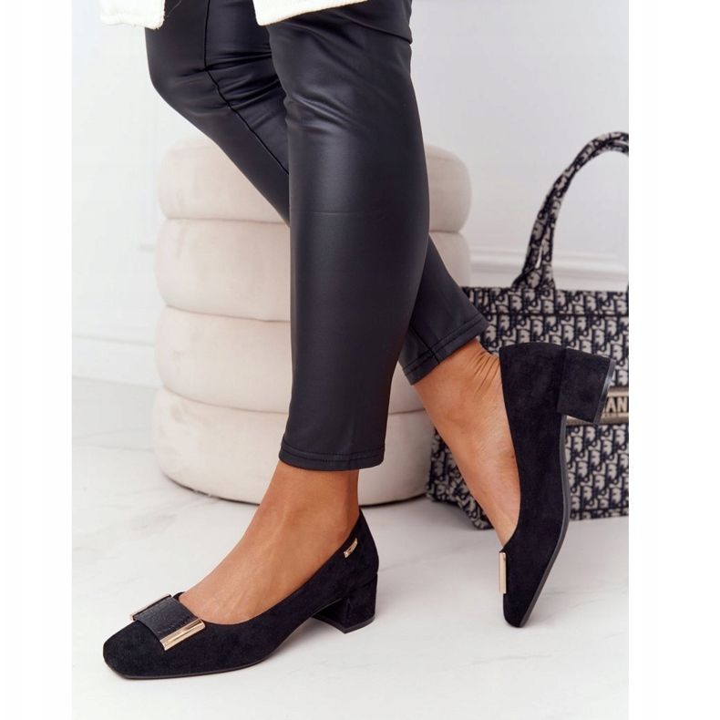 Bombas de Camurça no Salto Sergio Leone PB142 Preto 1