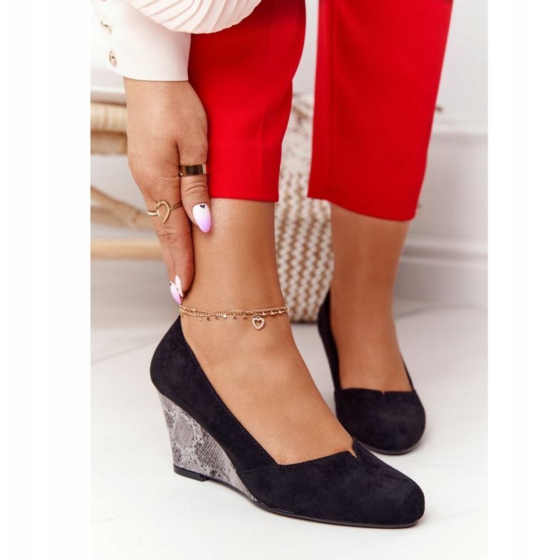 Bombas em cunha Sergio Leone PB767 Snake Black preto 2