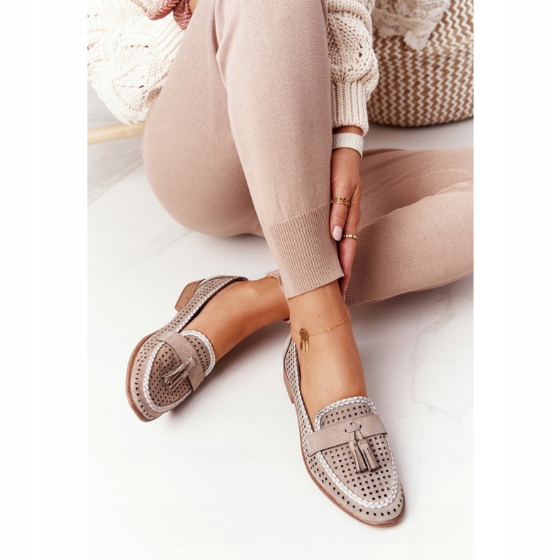 Mocassins Abertos Sergio Leone MK735 Beige bege 2