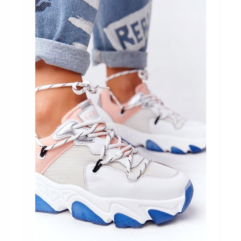 Sapatos esportivos com sola grande GOE HH2N4034 Branco-Rosa 2