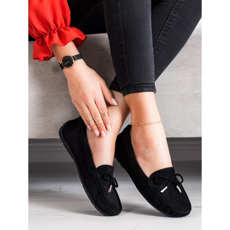 SHELOVET Mocassins de camurça confortáveis preto 1