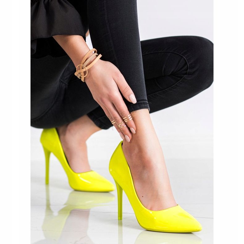 SHELOVET Moda salto alto amarelo 1