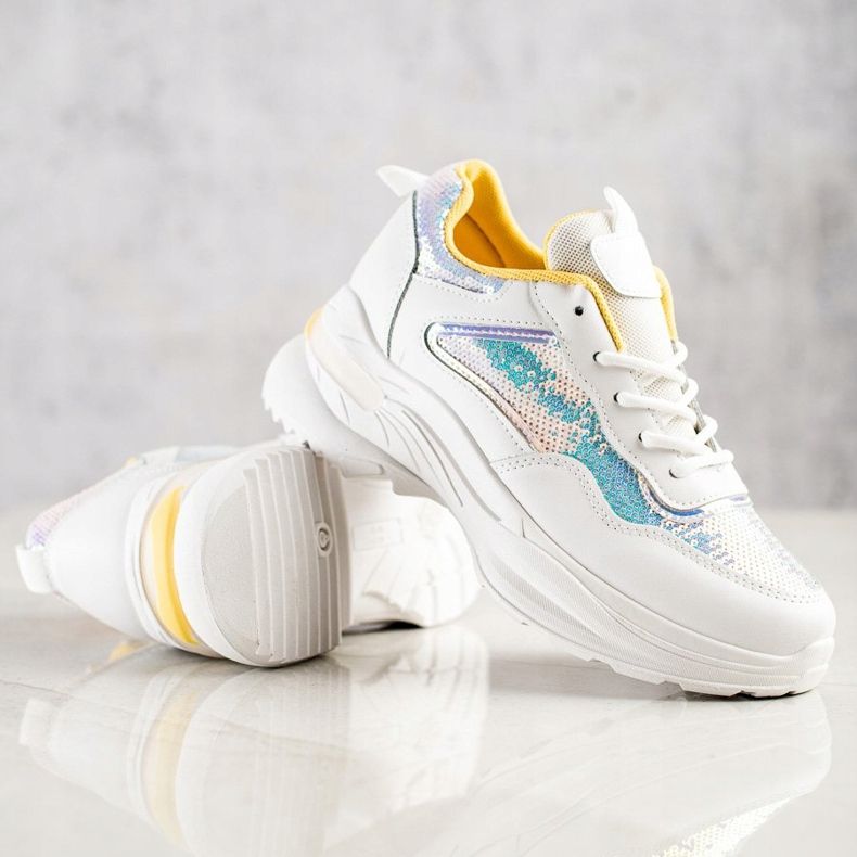 SHELOVET Tênis Com Lantejoulas branco 1