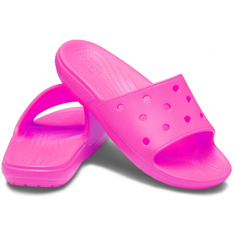 Chinelos femininos Crocs Classic Slide rosa 206121 6QQ 1