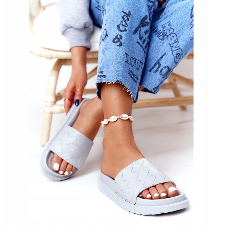 Chinelos femininos na plataforma Big Star HH274688 cinza 1