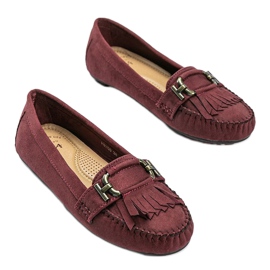 Mocassins marrons de camurça ecológica da Maia vermelho 1