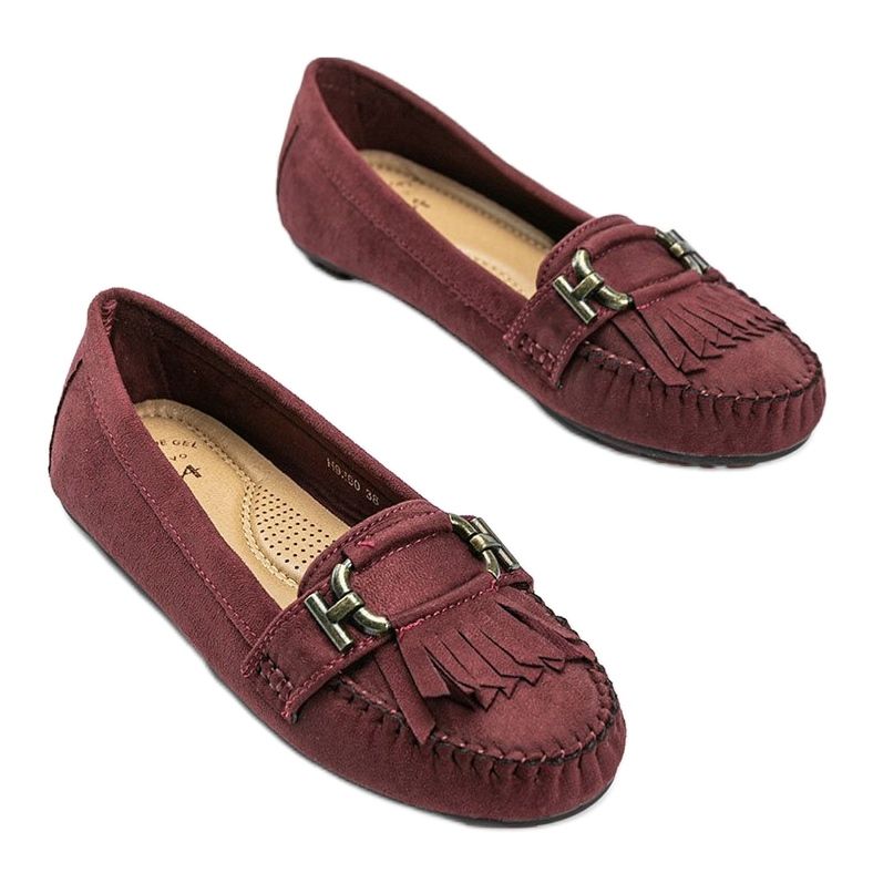 Mocassins marrons de camurça ecológica da Maia vermelho 1