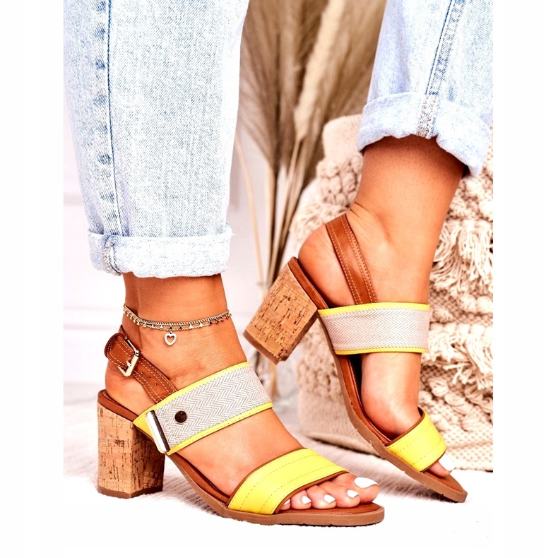 Jezzi Sandálias femininas no Cork Post 20SD35-1826 bege 2