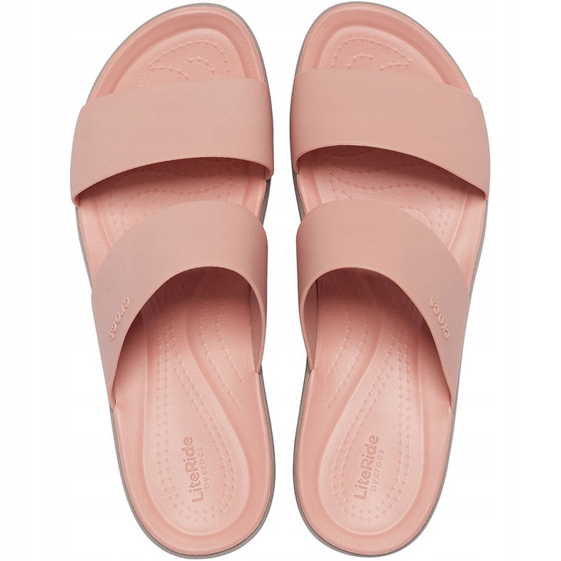 Chinelos femininos Crocs Brooklyn Mid Wedge Rosa-Bege 206219 6RL 1