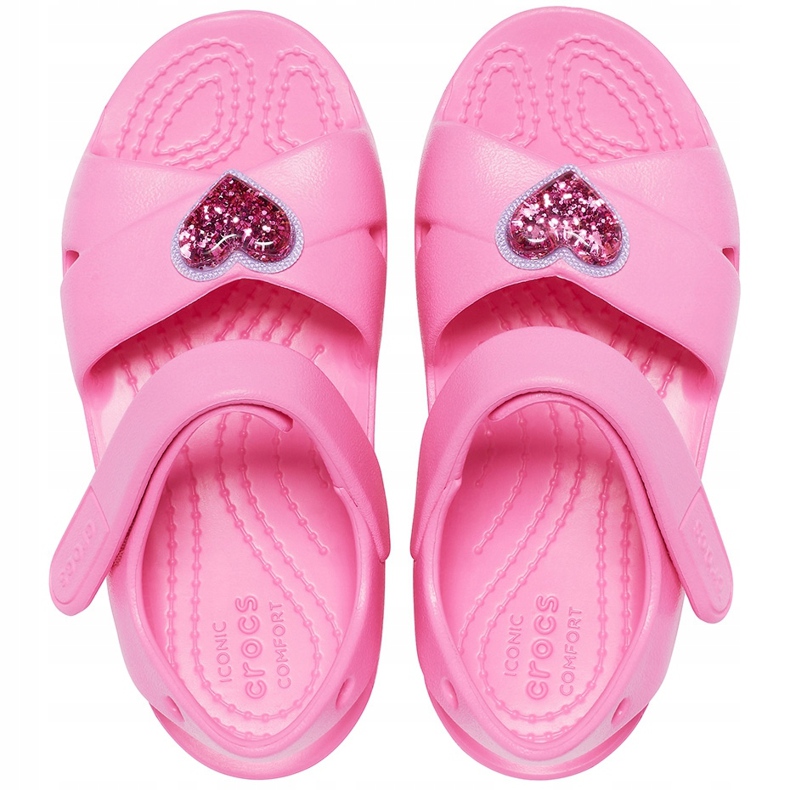Sandálias infantis Crocs Classic Cross Strap Charm rosa 206947 669 1