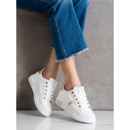 SHELOVET Tênis esportivos branco dourado 1