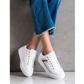 SHELOVET Tênis brancos na plataforma preto 2