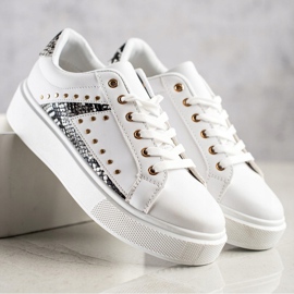 SHELOVET Tênis brancos na plataforma preto 1