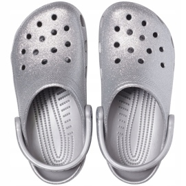Tamanco brilhante feminino Silver Crocs clássico 205942 040 prata 1