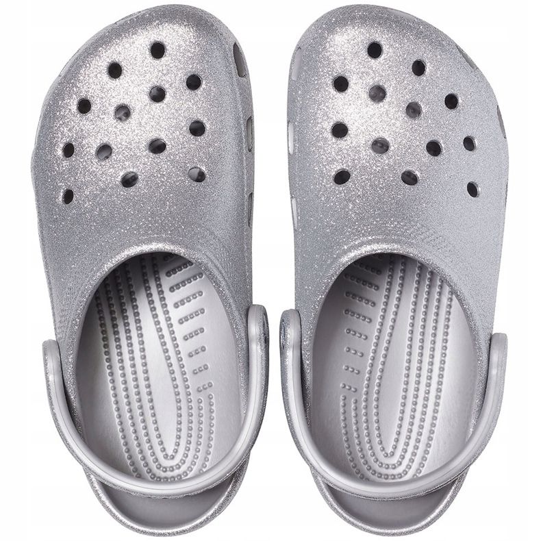 Tamanco brilhante feminino Silver Crocs clássico 205942 040 prata 1