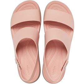 Sandálias femininas Crocs Brooklyn Low Wedge rosa-bege 206453 6RT 1
