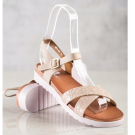 Weide Sandálias Bege Com Couro Ecológico 2 Weide Sandálias Bege Com Couro Ecológico 2