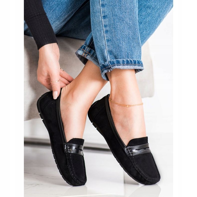 SHELOVET Mocassins Pretos Confortáveis 1
