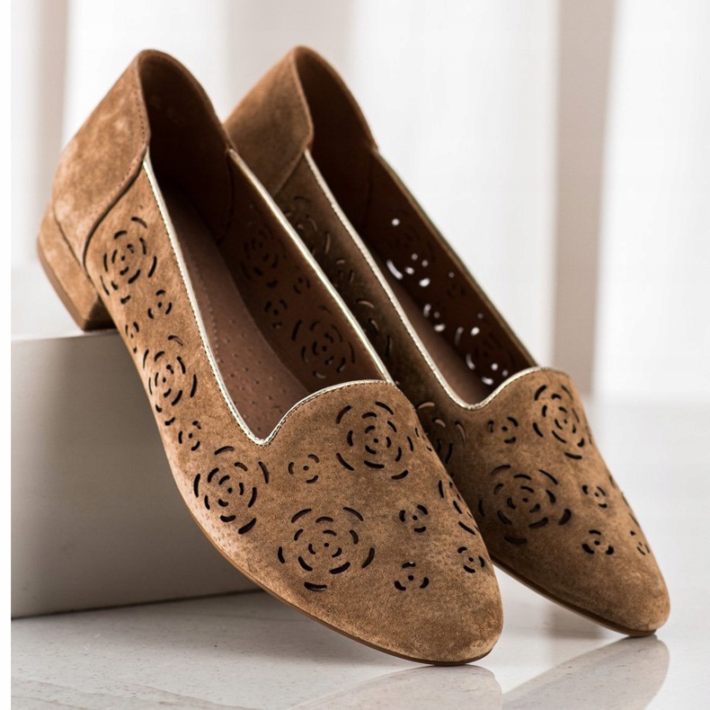 Bombas De Couro Com Rosas Sergio Leone castanho 1