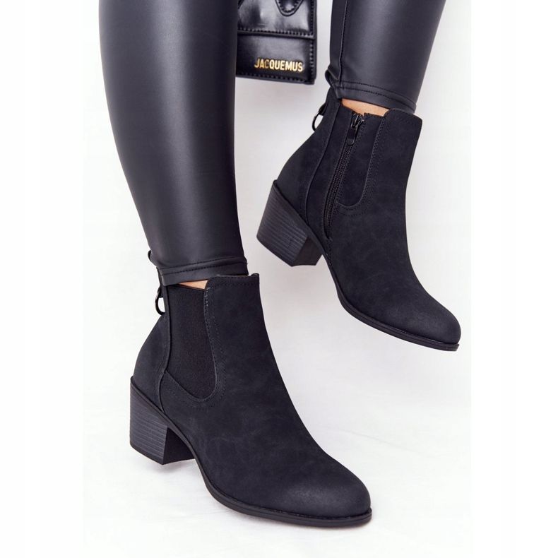 PJ1 Botas quentes femininas pretas de salto Jodhpur Trinity preto 1