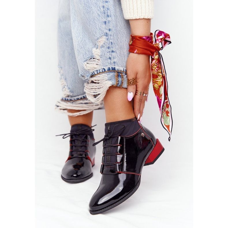 Botas de Couro Maciejka 04744-16 Bota Preto-Vermelho 2