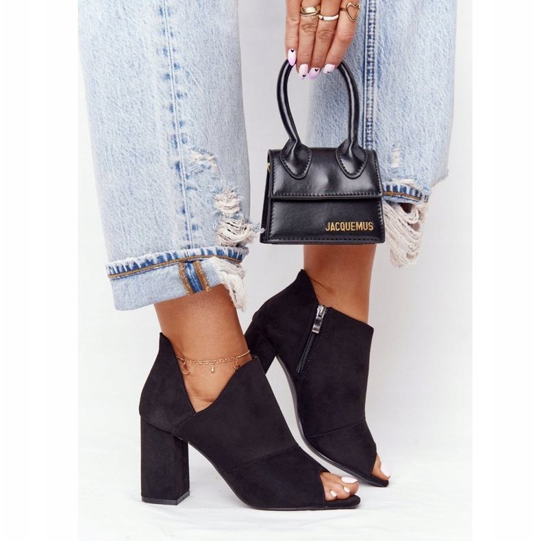 Botas de camurça primavera em um poste Vinceza 21-17095 preto 2