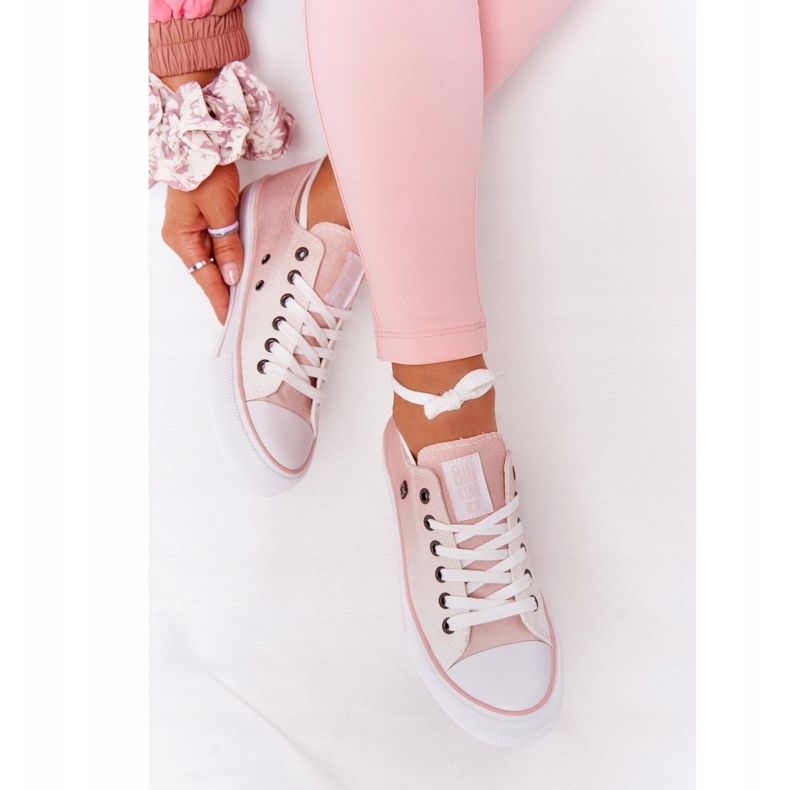 Tênis feminino Big Star HH274127 Ombre rosa branco 2