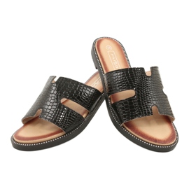 Filippo Inserção de couro preto em envernizado brilhante 4